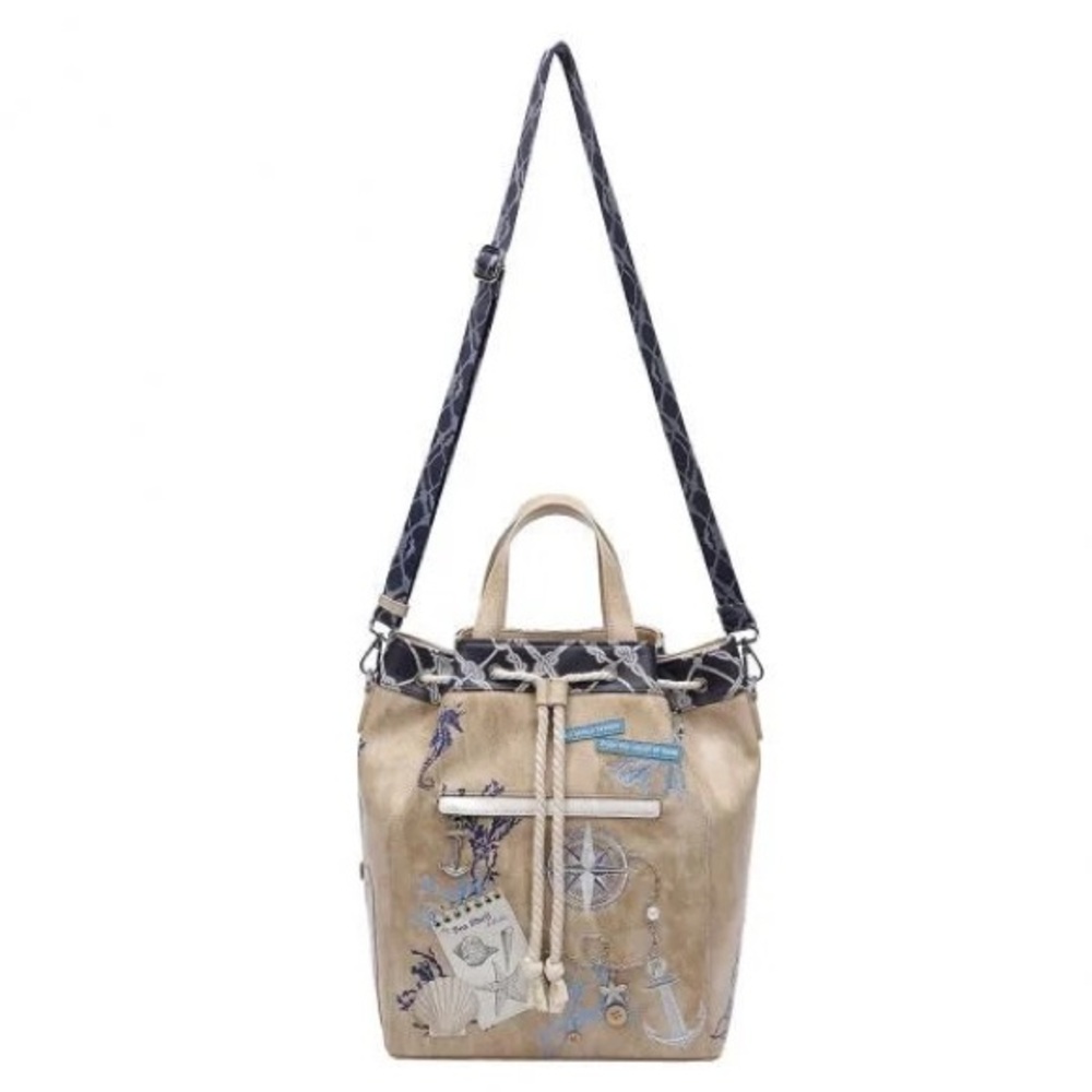 Beige Nautical Backpack with Rope Accents - Picture 3 of 12